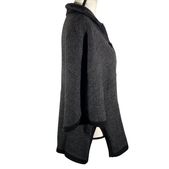 American South Side alpaca wool poncho herringbone charcoal gray OS neutral cozy - Picture 3 of 10